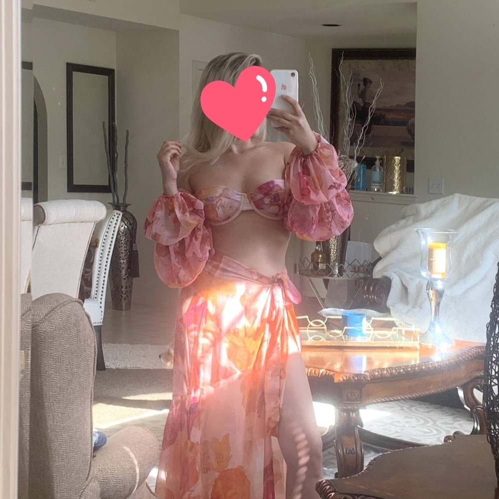 ASOS Pink Floral 3pc Bikini Set